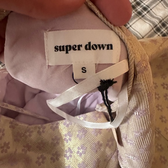 superdown Lavender Metallic Gold Floral Rosanna Strappy Back Mini Dress NWT S - Picture 12 of 16